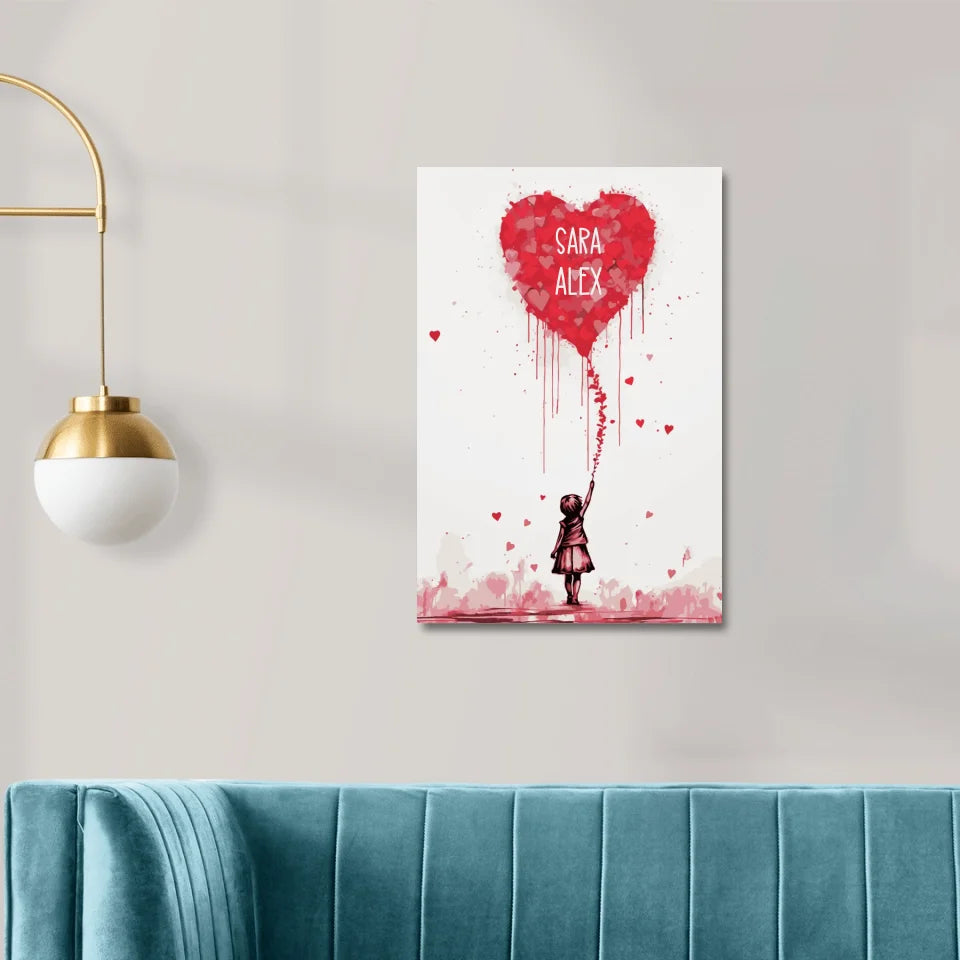Banksy Girl Heart Balloon Customizable